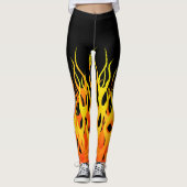 Klassisches frisiertes Auto, das an Flammen-Dekor Leggings (Vorderseite)