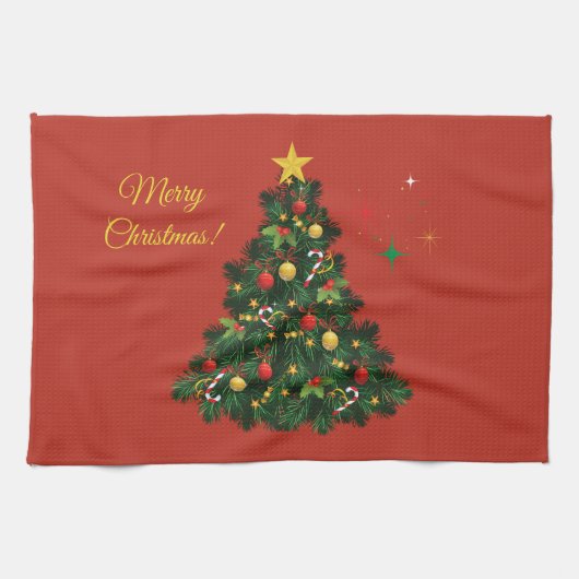 Klassisches Frohe Weihnachten Geschirrtuch (Horizontal)