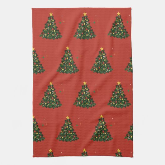 Klassisches Frohe Weihnachten Geschirrtuch (Vertikal)