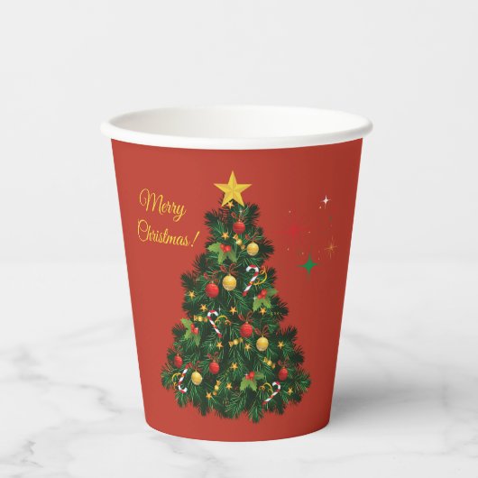 Klassisches Frohe Weihnachten Pappbecher (Vorderseite)
