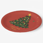 Klassisches Frohe Weihnachten Pappteller (Schrägansicht)