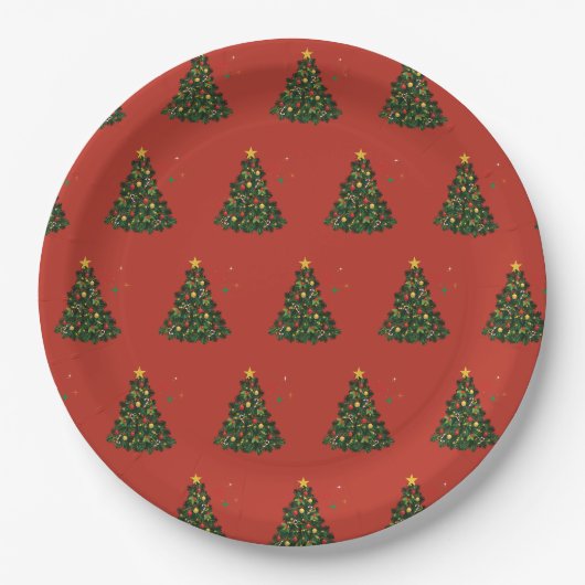 Klassisches Frohe Weihnachten Pappteller (Vorderseite)