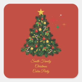 Klassisches Frohe Weihnachten Quadratischer Aufkleber