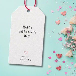 Klassisches Frohes Valentinstag Babyrosa Herz Geschenkanhänger