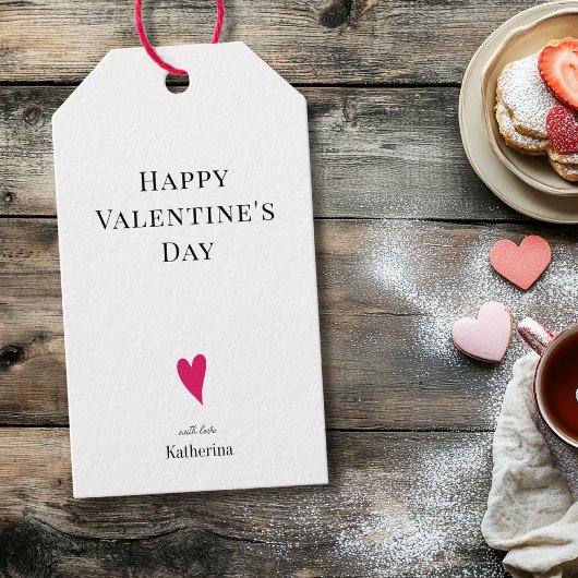 Klassisches Frohes Valentinstag Ruby Rosa Herz Geschenkanhänger