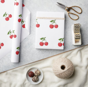 Klassisches Fruchtmuster Rote Kirsche Frühling & S Geschenkpapier