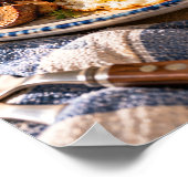 Klassisches Frühstück mit Spiegeleiern und Bacon Poster (Ecke)