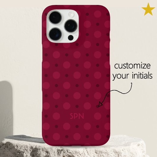 Klassisches Fuchsia-Rosa Punkte Custom Name Initia Case-Mate iPhone Hülle