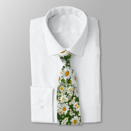 Klassisches Gänseblümchenmuster weiße Blumenfelder Krawatte (Gebunden)