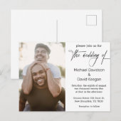 Klassisches Gay-Hochzeitsskript-Foto Einladungspostkarte (Vorne/Hinten)