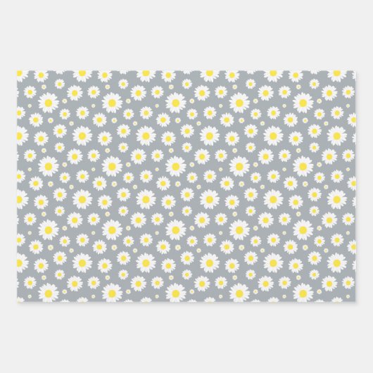 Klassisches Gelb-Weiß-Daisy-Blume-Muster Geschenkpapier Set (Vorderseite)