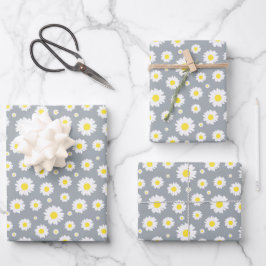 Klassisches Gelb-Weiß-Daisy-Blume-Muster Geschenkpapier Set