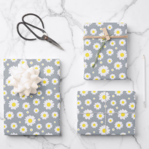 Klassisches Gelb-Weiß-Daisy-Blume-Muster Geschenkpapier Set
