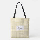 Klassisches Gelb & Weiß Gingham | Personalisierter Tasche (Rückseite)