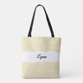 Klassisches Gelb & Weiß Gingham | Personalisierter Tasche (Rückseite)
