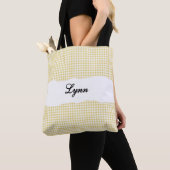 Klassisches Gelb & Weiß Gingham | Personalisierter Tasche (Von Nahem)
