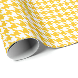Klassisches Gelb-Weiß-Houndstooth-Muster Geschenkpapier
