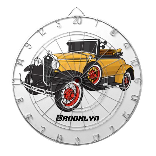 Klassisches gelbes Auto 1931 Dartscheibe (vorne)