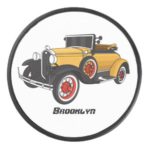 Klassisches gelbes Auto 1931 Eishockey Puck