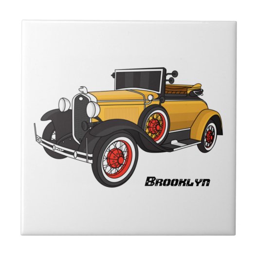 Klassisches gelbes Auto 1931 Fliese (Vorderseite)