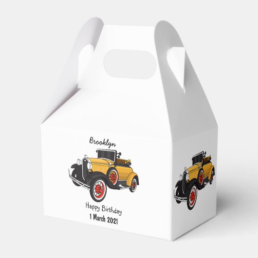 Klassisches gelbes Auto 1931 Geschenkschachtel (Rückseite)