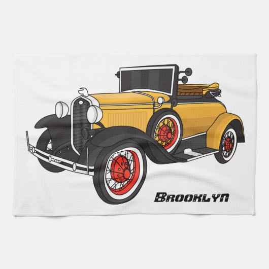Klassisches gelbes Auto 1931 Geschirrtuch (Horizontal)