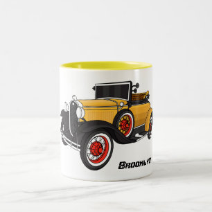 Klassisches gelbes Auto 1931 Zweifarbige Tasse