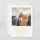Klassisches Gelbes Foto Elegante Hochzeit Dankeskarte (Rückseite)