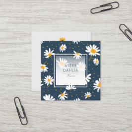 Klassisches, gelbes weißes Daisy-Dot-Blumenmuster Quadratische Visitenkarte