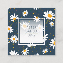 Klassisches, gelbes weißes Daisy-Dot-Blumenmuster Quadratische Visitenkarte