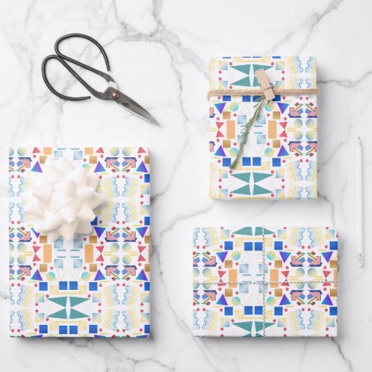 Klassisches geometrisches abstraktes Muster der 19 Geschenkpapier Set (Vorderseite)
