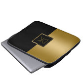 Klassisches geometrisches Design aus Schwarz und G Laptopschutzhülle (Vorne Knopf)