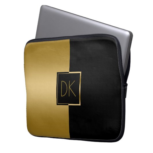 Klassisches geometrisches Design aus Schwarz und G Laptopschutzhülle (Vorderseite Links)