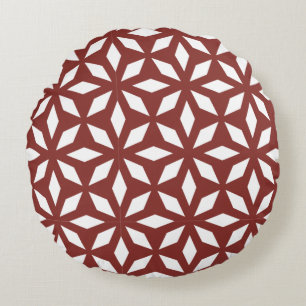 Klassisches geometrisches Gitter- und Diamant-Mikr Rundes Kissen