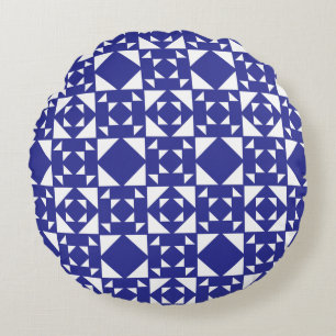 Klassisches geometrisches Gitter- und Diamant-Mikr Rundes Kissen