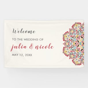 Klassisches geometrisches Mandala-Muster Hochzeit Banner