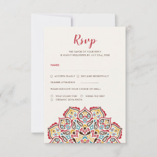 Klassisches geometrisches Mandala-Muster Hochzeit RSVP Karte