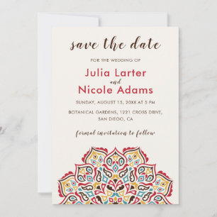 Klassisches geometrisches Mandala-Muster Hochzeit Save The Date