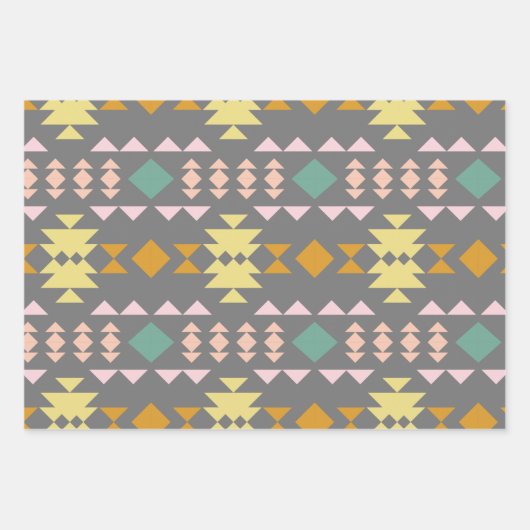 Klassisches geometrisches Muster in Gelb und Grau Geschenkpapier Set (Vorderseite 2)