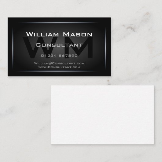 Klassisches Gerahmtes Monogramm Beruflich Visitenkarte (Vorne/Hinten)