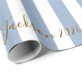 Klassisches Geschenkpapier Blau-Weiß gestreift (Rolleneckpunkt)