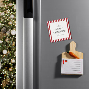 Klassisches gestreiftes Weihnachtsquadrat Magnet