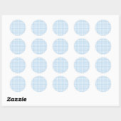 Klassisches Gingham Babyblau Runder Aufkleber (Blatt)