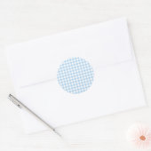 Klassisches Gingham Babyblau Runder Aufkleber (Umschlag)