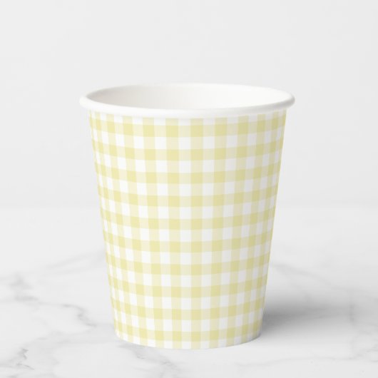 Klassisches Gingham-Buttergelb Pappbecher (Vorderseite)
