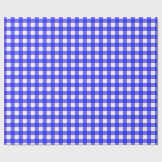 Klassisches Gingham Checkered Pattern in Royal Blu Geschenkpapier (Flach)