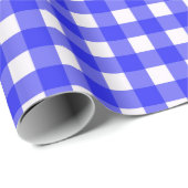 Klassisches Gingham Checkered Pattern in Royal Blu Geschenkpapier (Rolleneckpunkt)