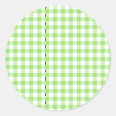 Klassisches Gingham Frühlingsgrün Runder Aufkleber (Vorderseite)