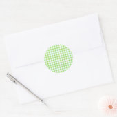 Klassisches Gingham Frühlingsgrün Runder Aufkleber (Umschlag)