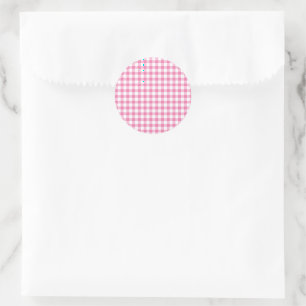 Klassisches Gingham Fuchsia Runder Aufkleber
